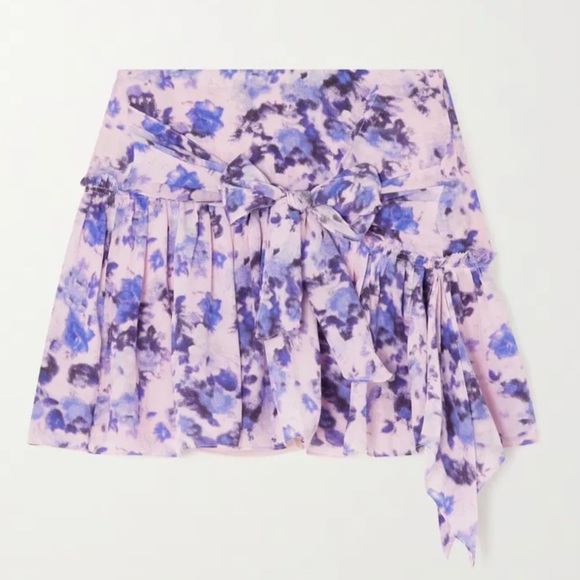 NEW ISABEL MARANT Filao Bow-Detailed Silk Crepe De Chine Mini Skirt Sz 36 Floral - Picture 3 of 11